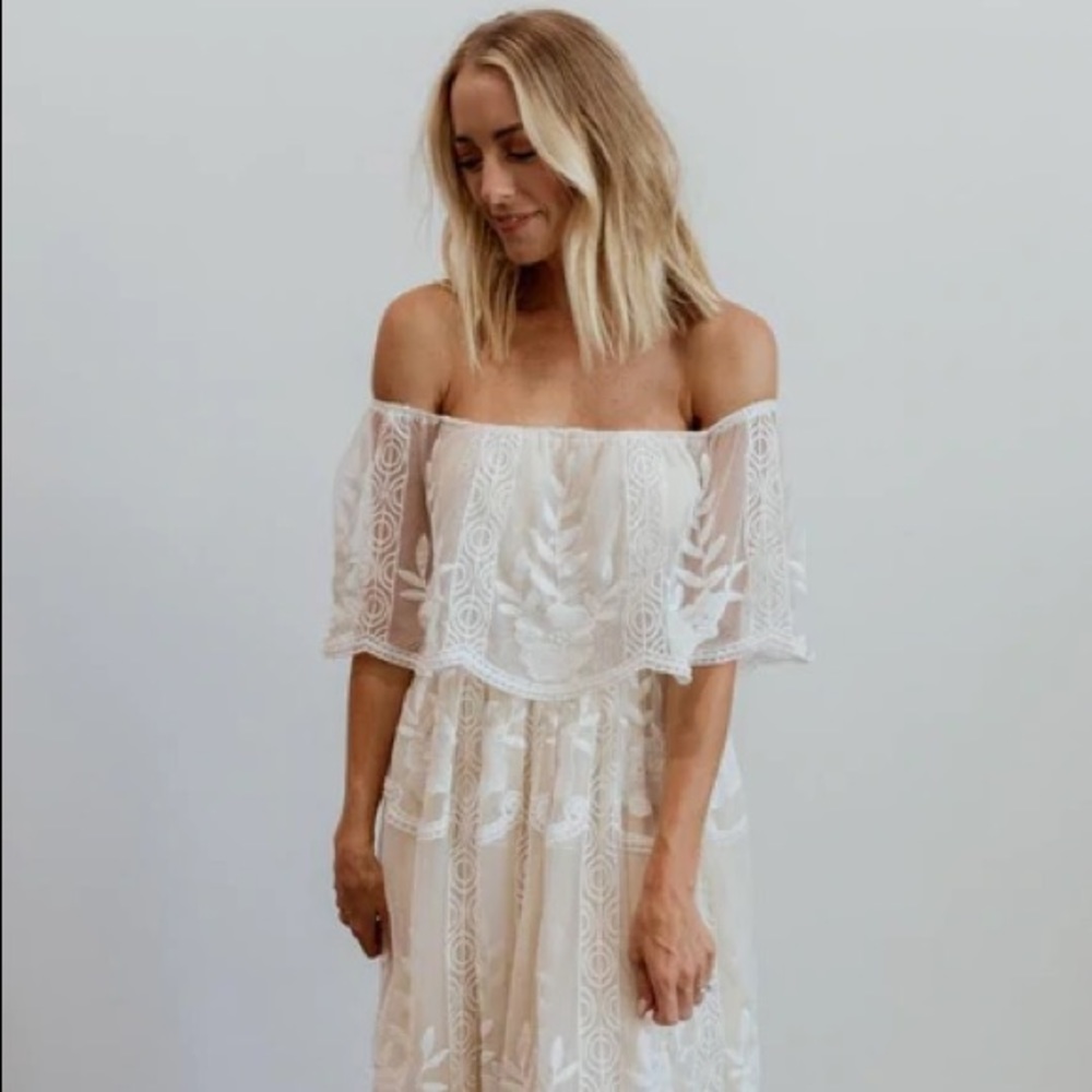 Baltic Born Off Shoulder Maxi Dress White